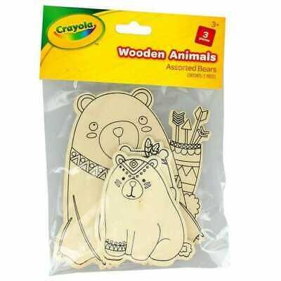 Crayola Wooden Animals Pack of 3 Assorted Bears RRP 1 CLEARANCE XL 99p